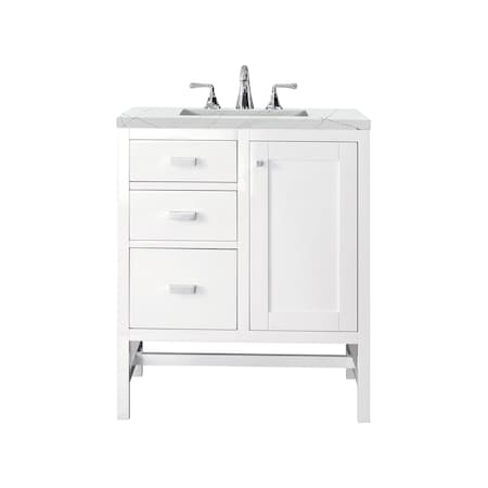 James Martin Vanities Addison 30in Single Vanity, Glossy White w/ 3 CM Ethereal Noctis Top E444-V30-GW-3ENC